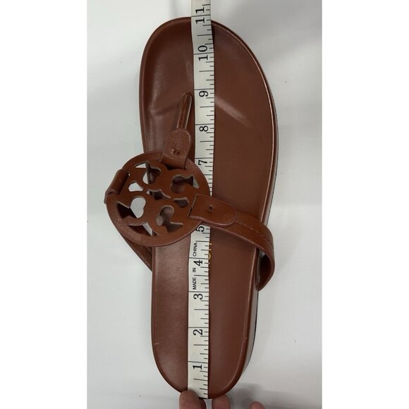 Tory Burch Miller Cloud Sandals Womens Size 12.5 Brown Logo Thong Slip On Shoes - Picture 4 of 6